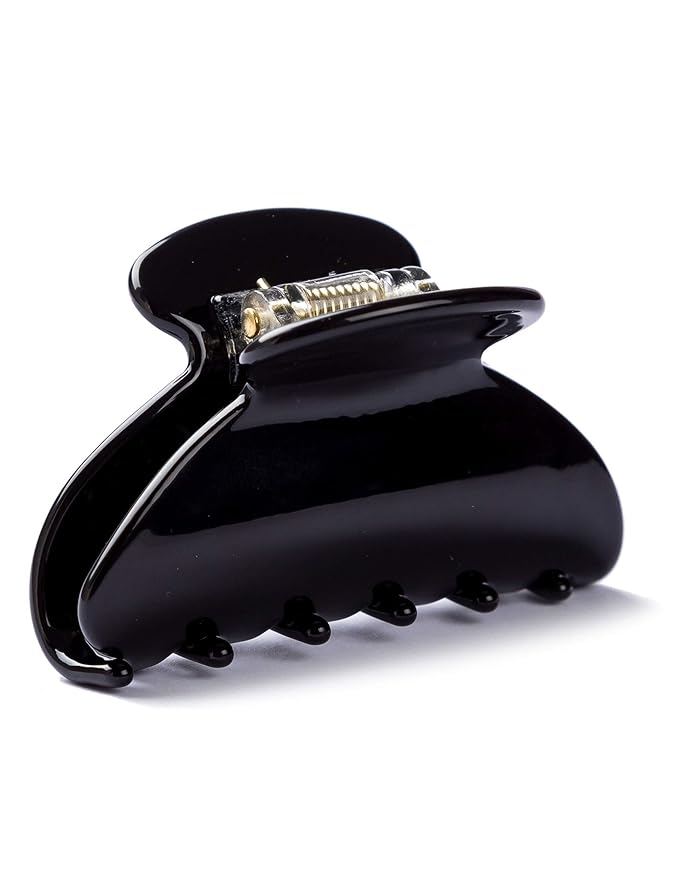 Handmade Celluloid Acetate French Design Barrettes Tortoise Shell Claws Hair Claw Luxury Fashion Accessories Hair Clip for Women (Classic black)