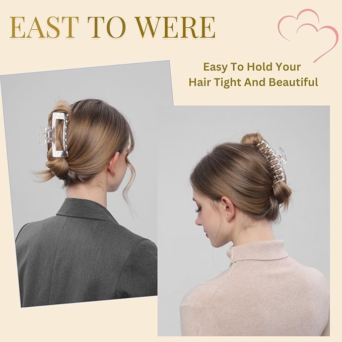 Clear Hair Clips for Women -8 Pack 4.3 Inch Large Matte Banana Claw Clips for Women Thin Thick Curly Hair, Big Strong Hold jaw