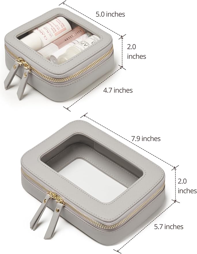 Popvibe Clear Makeup Bag Travel Cosmetic Case Transparent Toiletry Bag with Zipper, Portable Make Up Organizer Traveling Compact Car Bag for Essentials