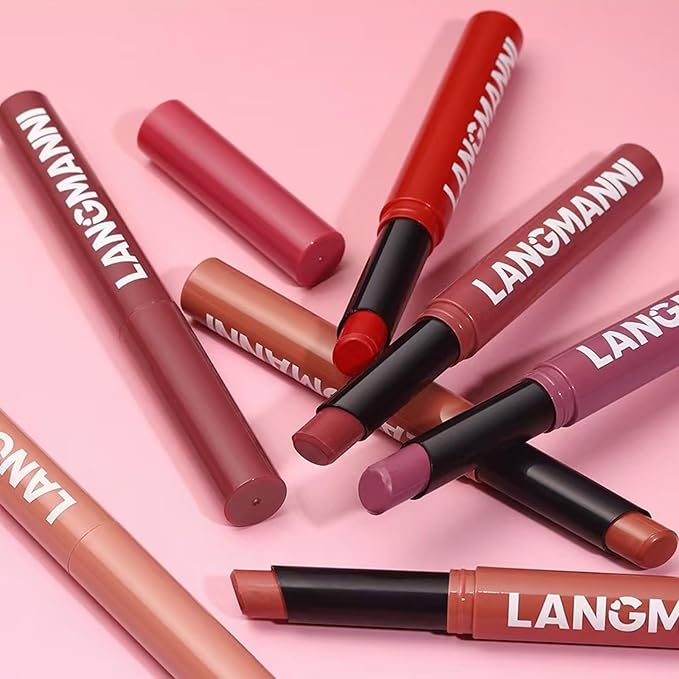 Matte Lipstick for Women Girls teen Lip Makeup Lipsticks Lip Liner Pencil Waterproof Long Lasting Hypoallergenic Highly Pigmented Quick Makeup Lightweight Portable Lip stick 4#
