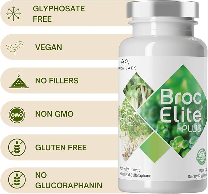 Mara Labs Broc Elite Plus | Broccoli Supplement w/Stabilized Sulforaphane Extract | Zero Glyphosate Residue | 60 Vegetable Capsules