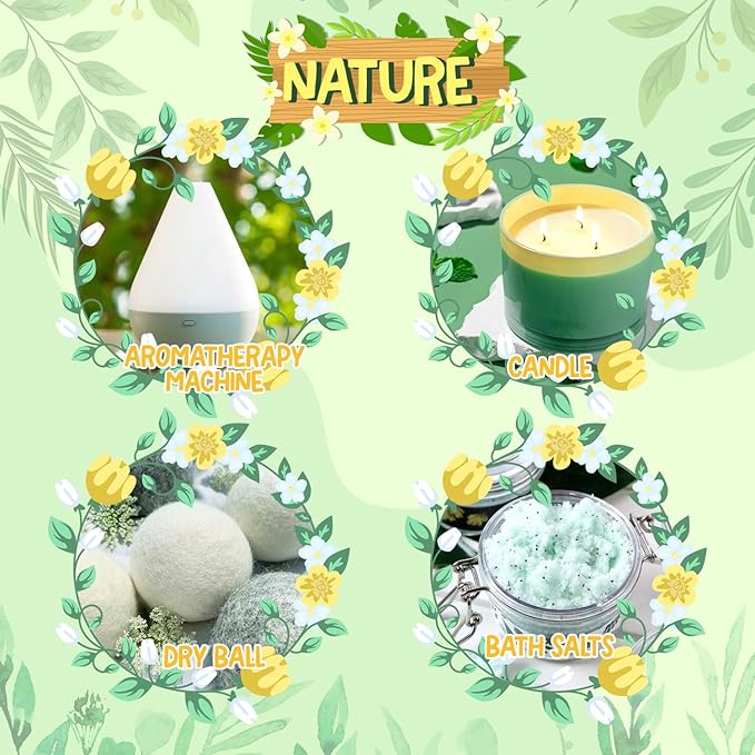 Nature Fragrance Oils Set, Essential Oil Gift Set for Diffuser, Natural Scent Diffuser Oil for Candle Making-Fresh Cut Grass, Mountain Air, Bamboo, Ocean Breeze, Fresh Lotus Leaf, White Tea