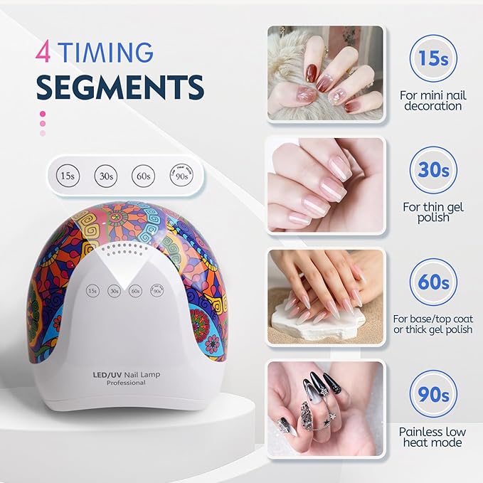 Goodoo UV LED Nail Lamp, 48W Nail Dryer for Gel Polish with 4 Timer Settings & LCD Display and Automatic Sensor, Professional UV Dryer for Home Salon