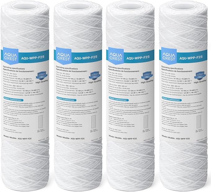 AQUA CREST 5 Micron 10"x2.5" String Wound Sediment Water Filter Cartridge by AQUACREST