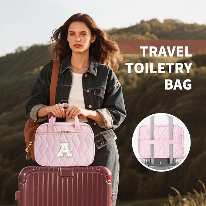 YOOLIFE Travel Toiletry Bag for Women - Hanging Toiletry Bag, Large Capacity Personalized Makeup Pouch, Travel Essentials Purple - B