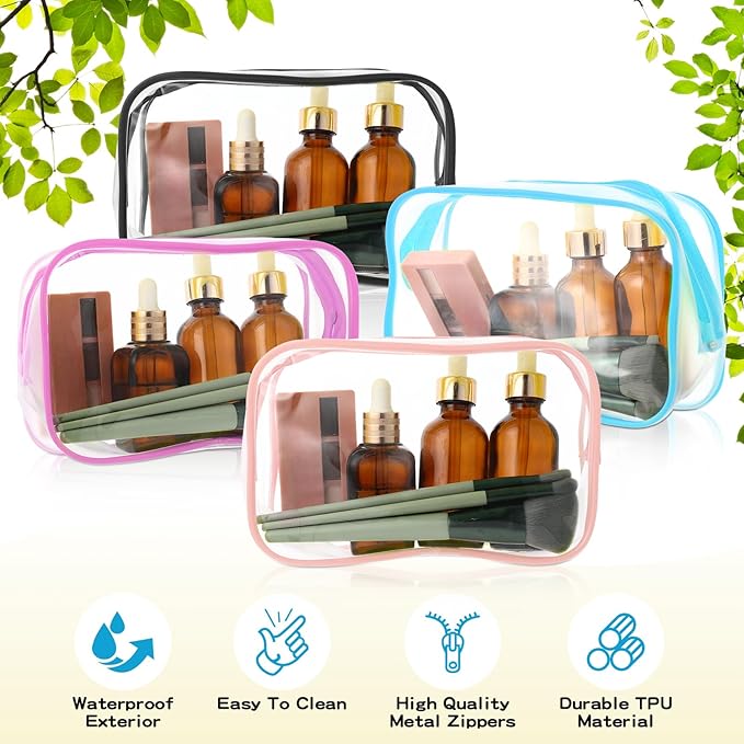 Weewooday 12 Pieces Clear Makeup Bags Cosmetic Storage Bags PVC Zipper Pouches Travel Waterproof Makeup Plastic Case for Women Organizing Toiletries Traveling Bathroom