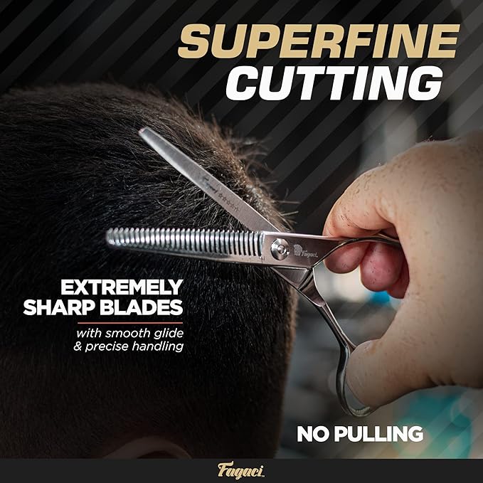Fagaci Hair Thinning Scissors 6" with 440C Steel, Ultra Sharp & Superior Cuts Texturizing Shears, Extreme Durability Texturizing Scissors, Barber Thinning Shears, Hair Cutting for Women & Men