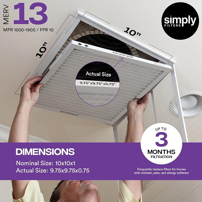 Simply 10x10x1 Air Filter, Merv 13, 4 Pack, - Image 3