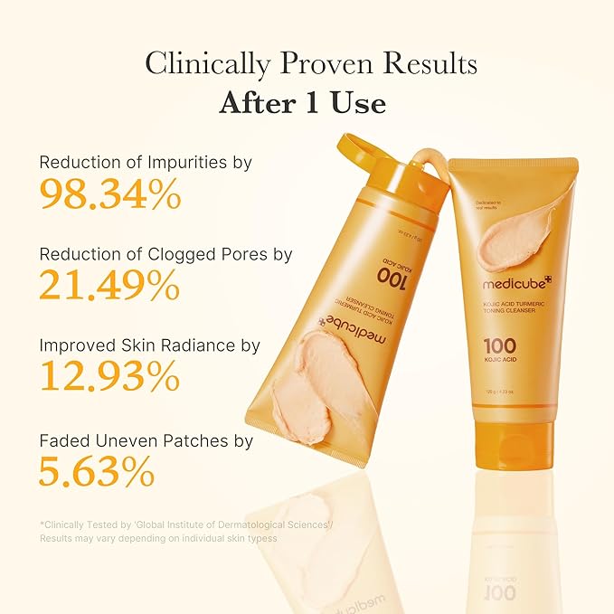 medicube Kojic Acid Turmeric Whip Cleanser | Daily Facial Cleanser for Brightening, Balancing Skin Tone & Texture | Fade Appearance of Uneven Patches & Ideal for Use After Spot Care | Korean Skincare
