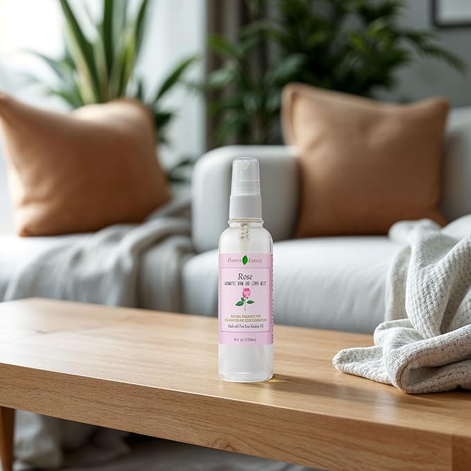 Rose Linen and Room Spray, Natural Pillow Spray Made with Pure Rose Essential Oils, Relaxing Home Fragrance