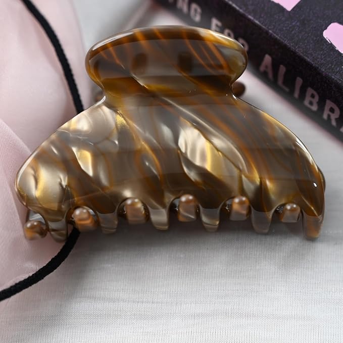 Handmade Celluloid Acetate French Design Barrettes Tortoise Shell Claws Hair Claw Luxury Fashion Accessories Hair Clip for Women (marble coffee)