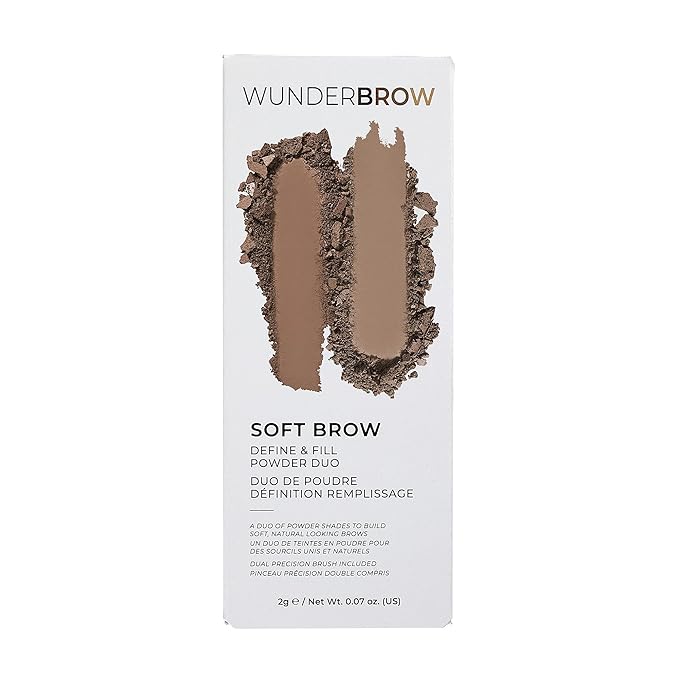 Soft Brow Define & Fill Powder Duo, Includes Dual ended Brush, Vegan and Cruelty Free (Brunette)