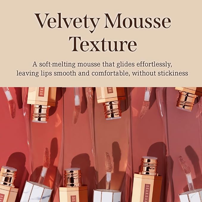 DEARDAHLIA Paradise Dream Velvet Lip Mousse (Cranberry) - Vegan Soft-Matte Lip Tint with Lightweight, Buildable, Long-Lasting Color, Whipped Mousse Texture. Cruelty-Free. 0.21 Fl oz