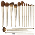 LORYP Makeup Brushes Set Labeled 18 Piece Face and Eye Brush Set Ultra soft hair Foundation, Concealer, Blush, Contour, Blending, Eyeshadow Khaki Brush kit