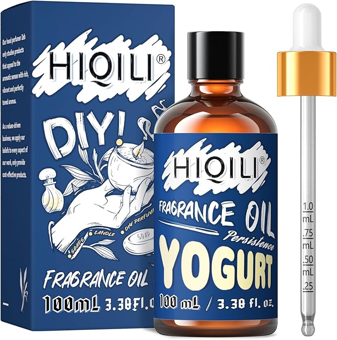 HIQILI Yogurt Fragrance Oil - Gourmand Scents for Essential Oil Diffuser, DIY Candle Making Supplies, Soap Making 3.38 Fl Oz