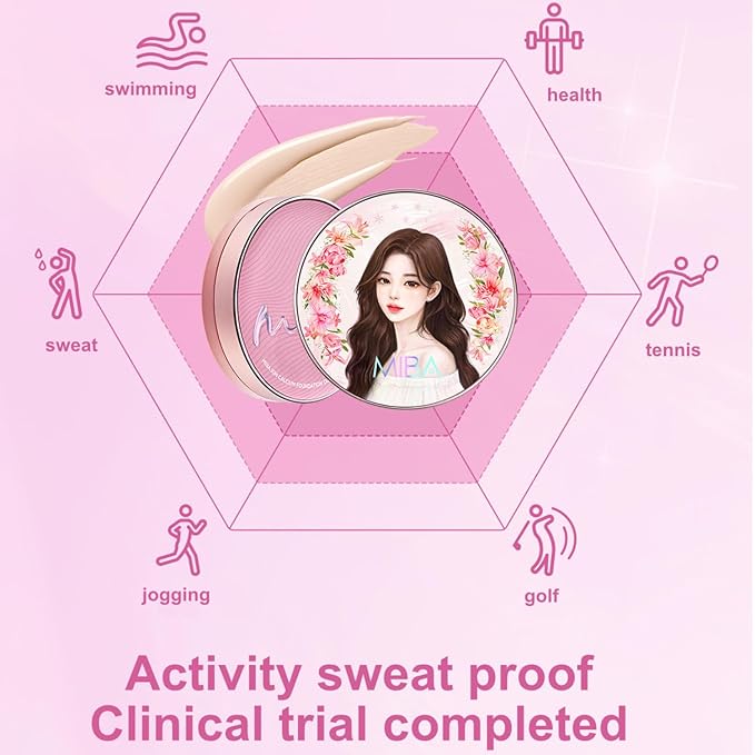 MIBA Ion Calcium Foundation Double Cushion Glow 25 g / 0.88 oz Big Cushion SEASON 3. Long Lasting Cover Effect. Moisture glow. Skin tightening relief. Smooth adhesion. (Lovely #21 Rosy Ivory)