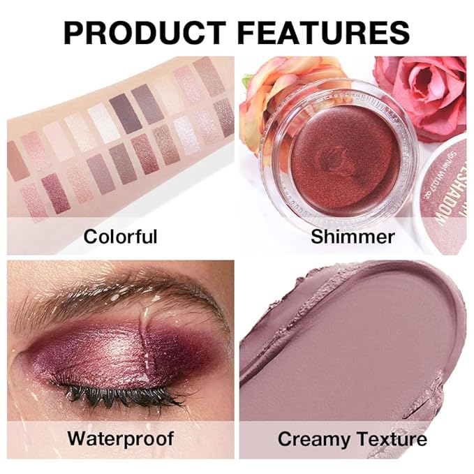 Single Cream Putty Matte Eyeshadow Palette Makeup, Natural Single Mini Instant Holographic Eyeshadow For Older Women, Sombras Crema Para Ojos, Talc, Paraben & Cruelty Free, 23