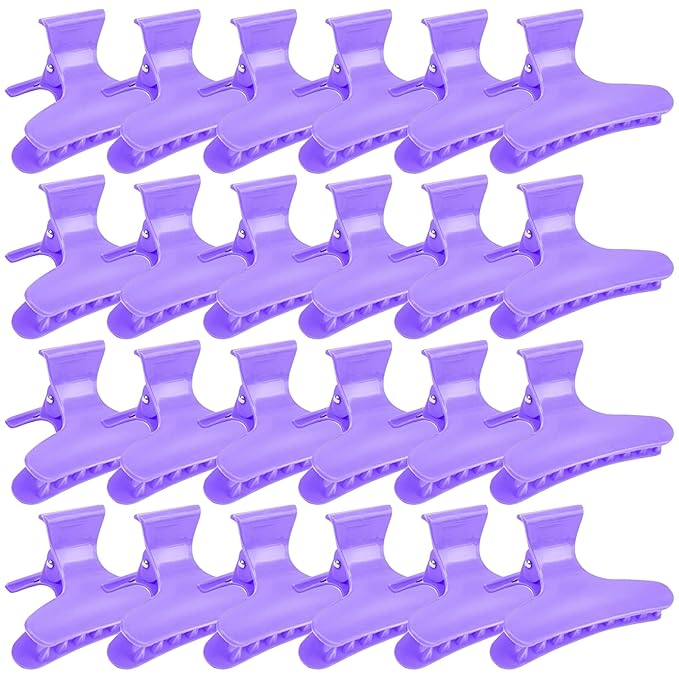 Ondder 24 Pcs Purple Butterfly Hair Clamps Clips Hair Claw Clips Salon Pro Section Clip for Styling, Sectioning, Cutting, Coloring Hair Clips Hairdressing Salon Tool Hair Accessories for Women Girls
