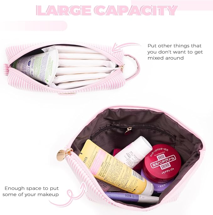 Personalized Makeup Bag for Women Girls - Fashion Cosmetic Bag Trendy Travel Toiletry Bag with Initials Letter - Teen Gifts - Pink,P