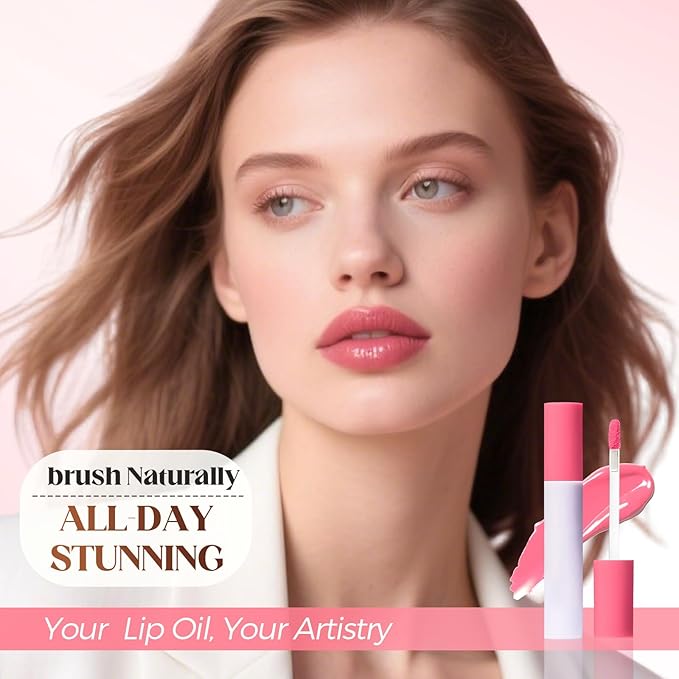 Lips Staining Lip Oil, 2025 Upgrade Lips Staining Long-Lasting Moisturizing Lip Oil Both an Oil and a Stain, Dynamic Finish Lip Tint Lips Oil Glossy Creamy Texture for Girl and Women (GUAVA)