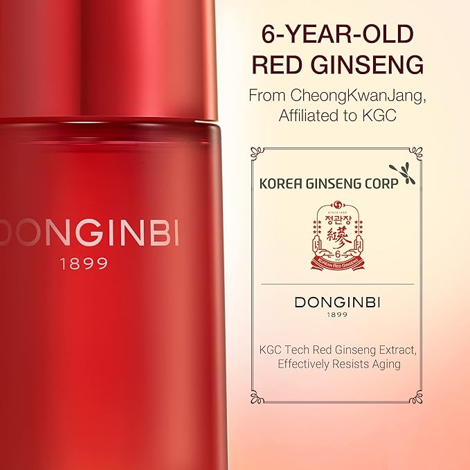 Donginbi Red Ginseng Essential Skin Care Set - Firming Moisturizer(1.69 floz), Hydrating Toner(2.37 floz), Korean Red Ginseng Essence(2.37 floz), Pore Cleaner(1.69 floz), Korean Skin Care