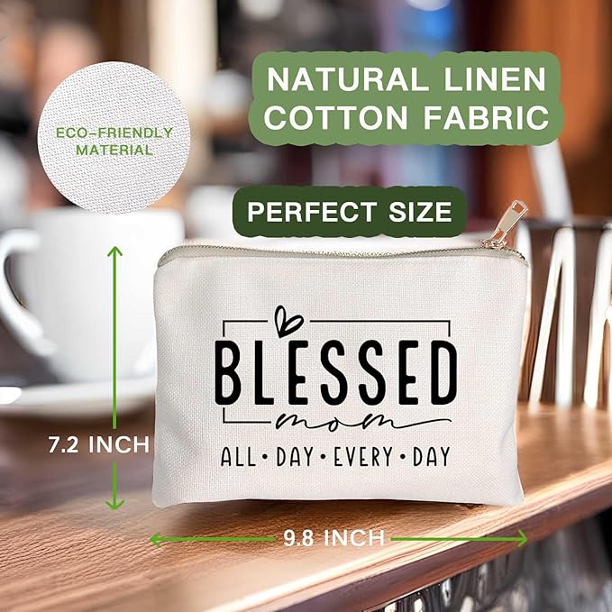 Blessed Mom Makeup Bag Mom Vibes Pouch Mom Life Cosmetic Bag Mom Mode Mother's Day Gift Girl Mama Birthday Gift Boy Mama Travel Bag Bible Verse Toiletry Bag