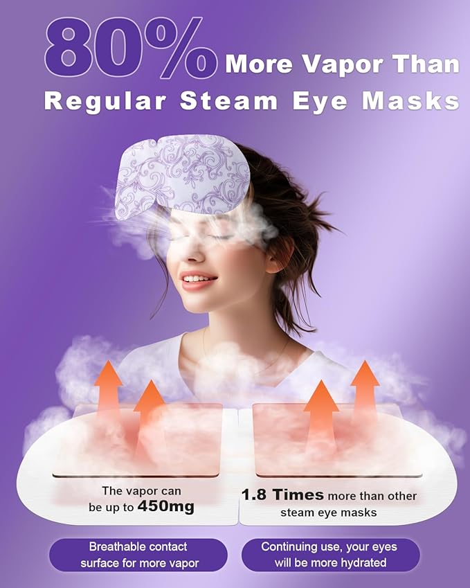 30 Packs Steam Eye Mask Lavender,Warm Compress for Dry Eyes Sleep Mask,Hot Auto Heated Eye Masks Relaxing Items for Women Moist Heat Soothing Eye Fatigue,Disposable Eye Mask for SPA Essentials