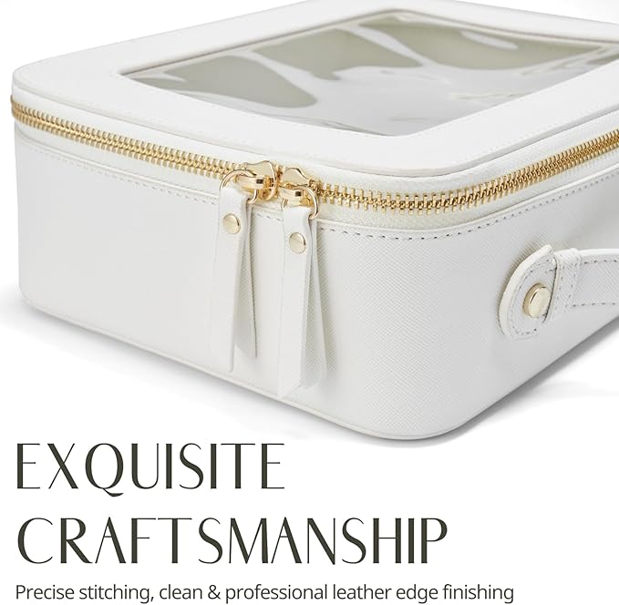 Popvibe Clear Makeup Bag Travel Cosmetic Case Transparent Toiletry Bag with Zipper, Portable Make Up Organizer Traveling Compact Car Bag for Essentials