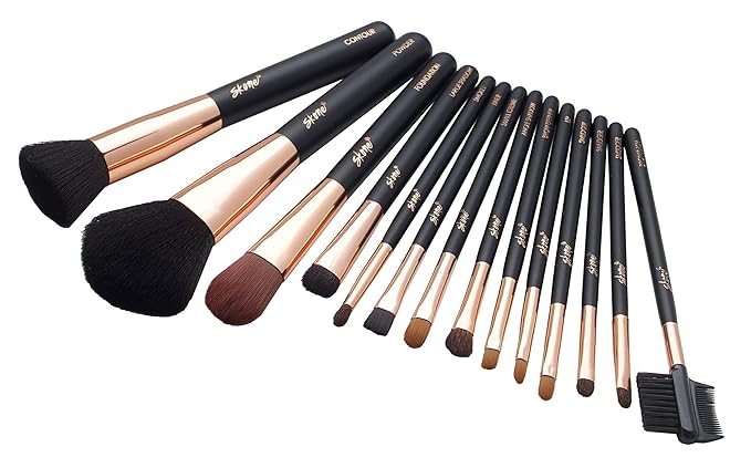 Professional Makeup Brush Set - Skone Luxe Pro Makeup Brushes, 14 pc Set