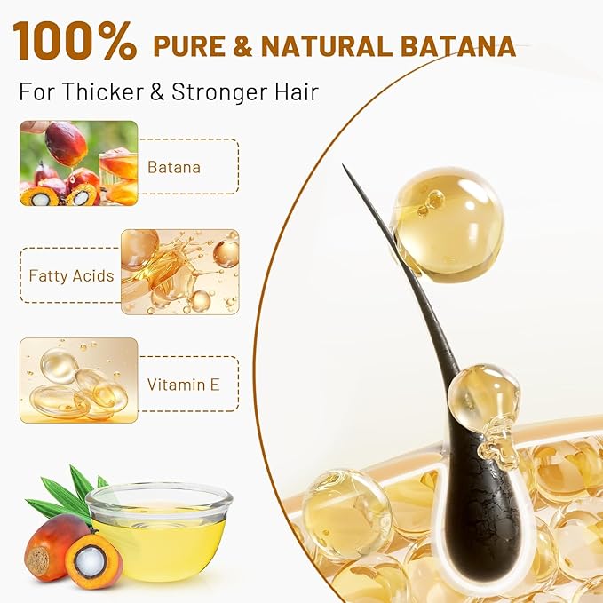 Batana Hair Growth Oil,Batana-Oils,Batana Natural Hair Growth Oils,Organic and Natural Ingredients - Promotes Hair Growthand Thickness for Men & Women