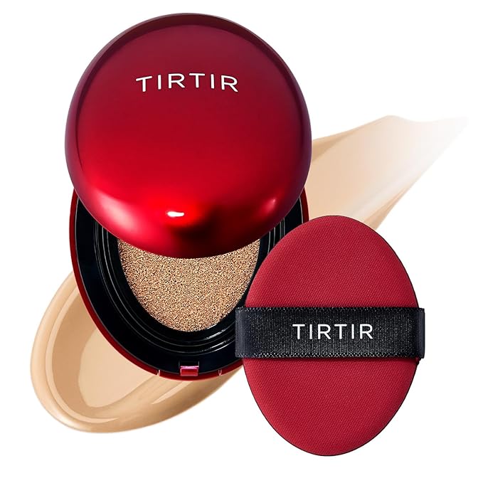 TIRTIR Mask Fit Red Cushion Foundation | Full coverage, Weightless, Skin fit, Satin Glow Finish, Korean Makeup BB Foundation, beauty, Tattoo cover up, Buildable (#27N Camel, 0.63 Fl Oz)