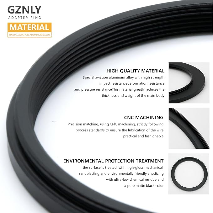 52mm to 42mm Step-up Adapter Rings Filter Adapter Black Metal Step Down Filter - Image 3