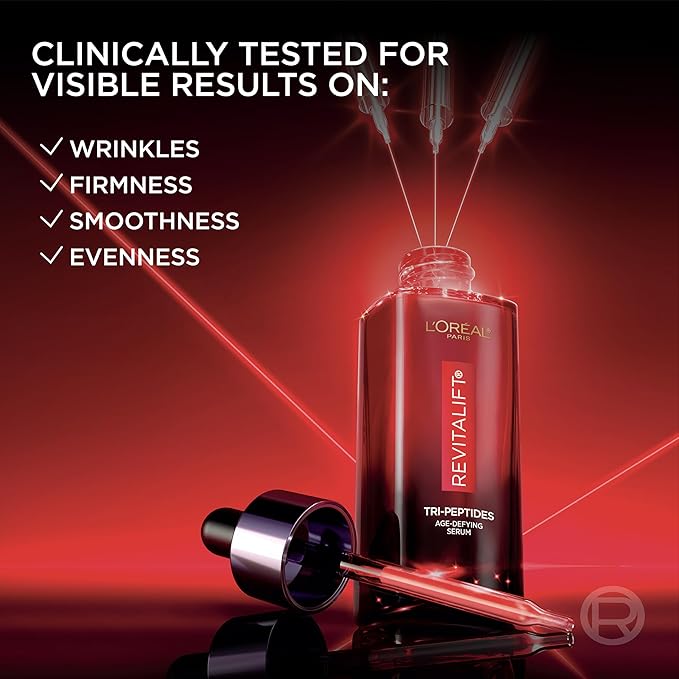 L'Oreal Paris Revitalift Triple Power Age-Defying Face Serum, Anti Aging Serum with 3 in 1 Benefits, Reduces Wrinkles, Firms and Brightens Skin, Includes Sample