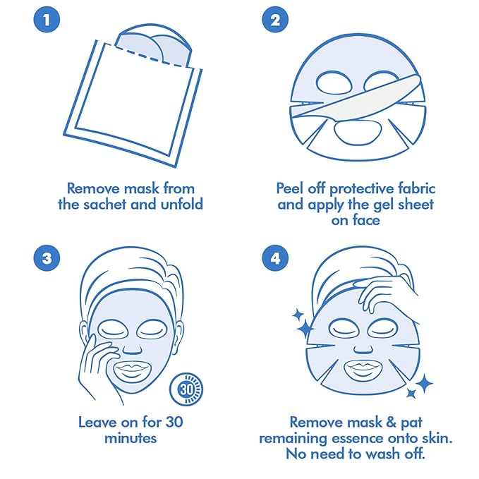 Ebanel 5 Pack Hydrogel Collagen Face Mask with Hyaluronic Acid, Vitamin C, Peptide, Aloe, Instant Brightening Hydrating Face Masks Skincare Korean Sheet Mask, Skin Firming, Lifting Anti Aging Masks