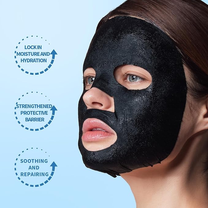 Soothing Face Sheet Mask (10 Sheets), Anti-Aging, Detoxifying & Moisturizing Face Mask for Sensitive Skin with Centella Asiatica, Vitamin B5, Glass Skin Face Mask for after Microneedling