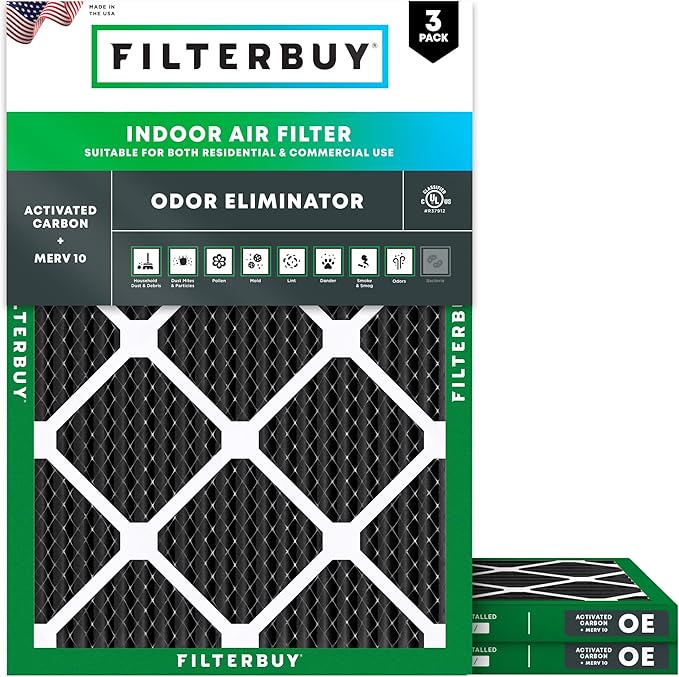 Filterbuy 14x20x1 Air Filter MERV 10 Odor & Allergy Defense by Filterbuy