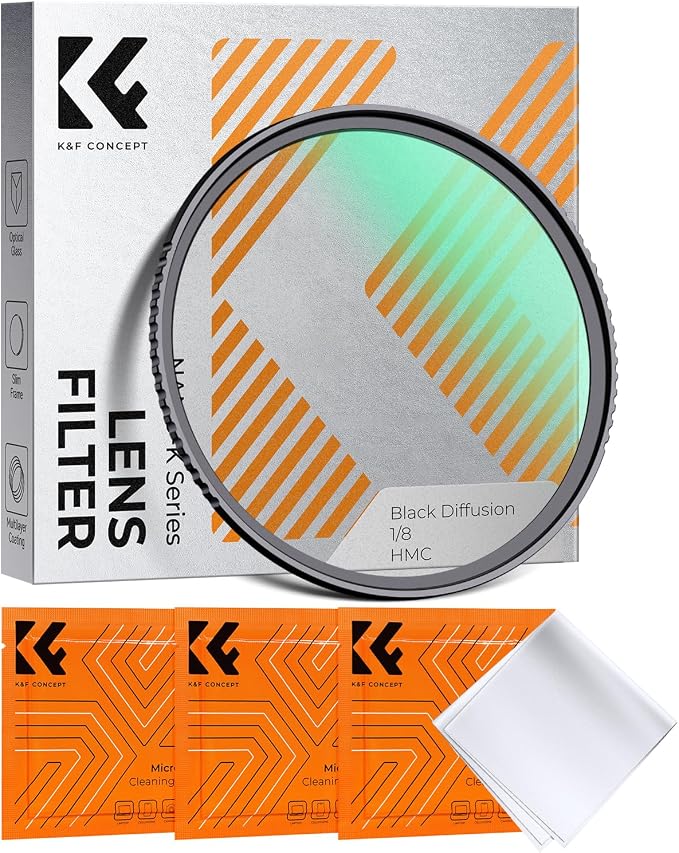 K&F CONCEPT 55mm Black Diffusion 1/8 Filter, Mist Dreamy Cinematic Effect Filter by KFCONCEPT