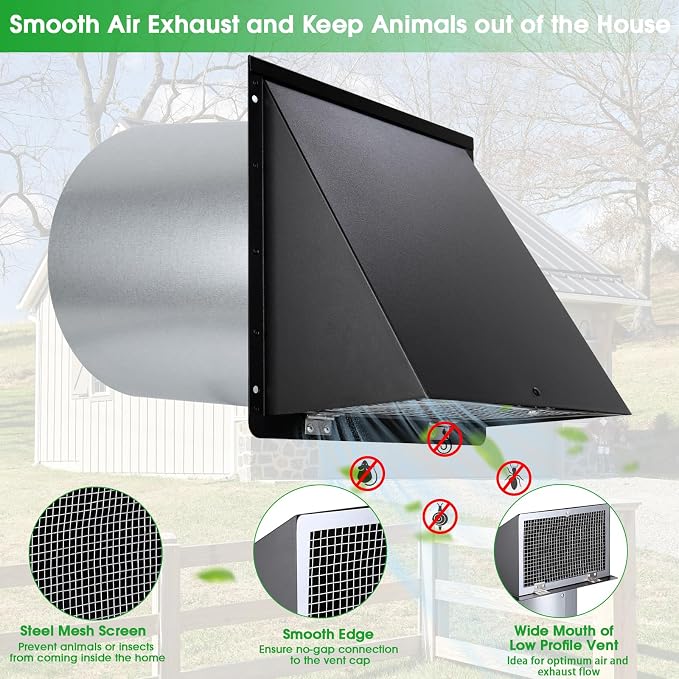 4 Inch Dryer Vent Cover Outside, Dryer Wall Vent Exhaust Vent Cover, Hooded - Image 3