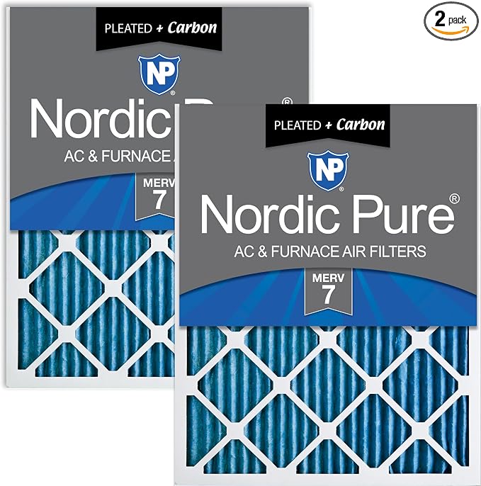 Nordic Pure 18x20x1 Pleated Air Filters MERV 7 Plus Carbon 2 Pack by NordicPure