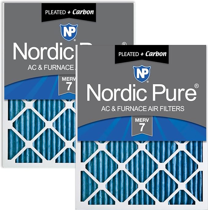 Nordic Pure 24x24x1 Pleated Air Filters MERV 7 Plus Carbon 2 Pack by NordicPure