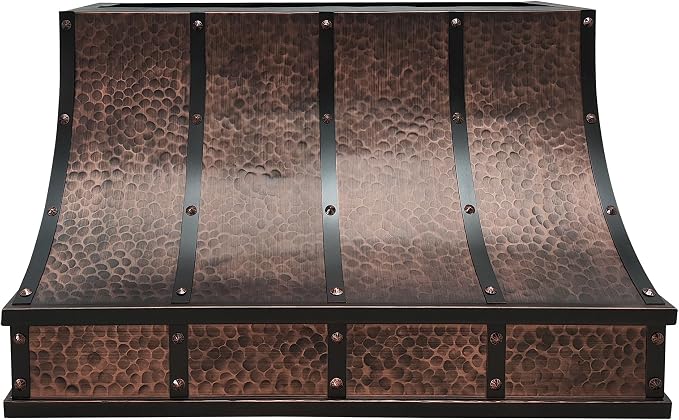 CT Copper Tailor Sloped Copper Vent Hood Island Mount, 1150 CFM Exhaust Fan by CTCopperTailor