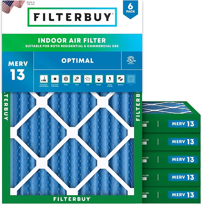 Filterbuy 14x20x2 Air Filter MERV 13 Optimal Smoke & Allergy Defense, by Filterbuy