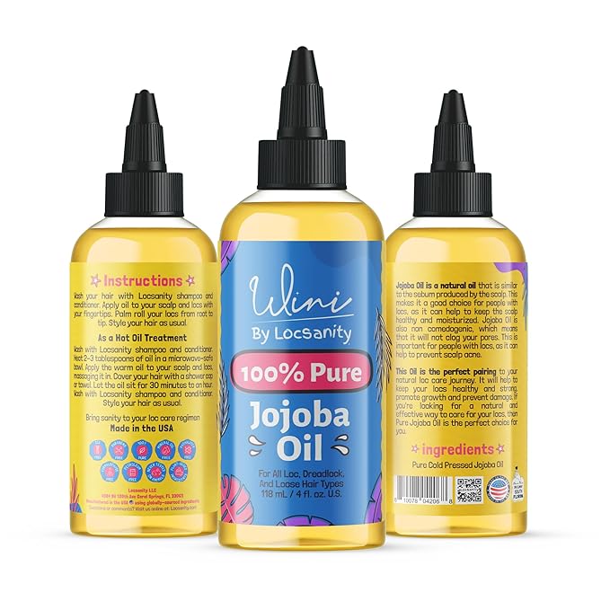 Locsanity Wini 100% Pure Oil 4 Pack, Jojoba, Argan, Coconut, Black Castor, 4 Fl Oz Each
