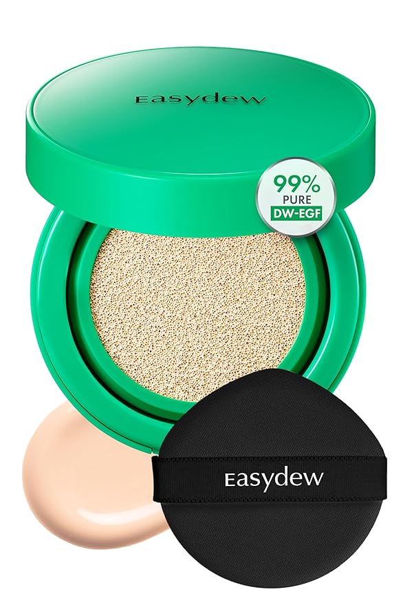 Easydew Mela B Toning Ampoule Cushion - 2-in-1 Korean Skin Care & Face Beauty Makeup - Age-Defying Full Coverage Cushion Foundation with Niacinamide & Hyaluron-Vital C 0.45 oz (#17 Ivory)
