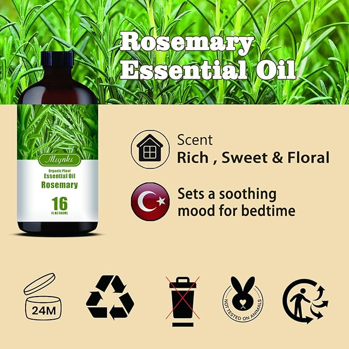 Rosemary Essential Oil-Rosemary Fragrance Oil 16.33oz (490ml)-100% Pure Natural Scent for Diffusers, Candles, Soap Making & Aromatherapy-Relaxing Home & Gift Essential Oil for Bath, Massage