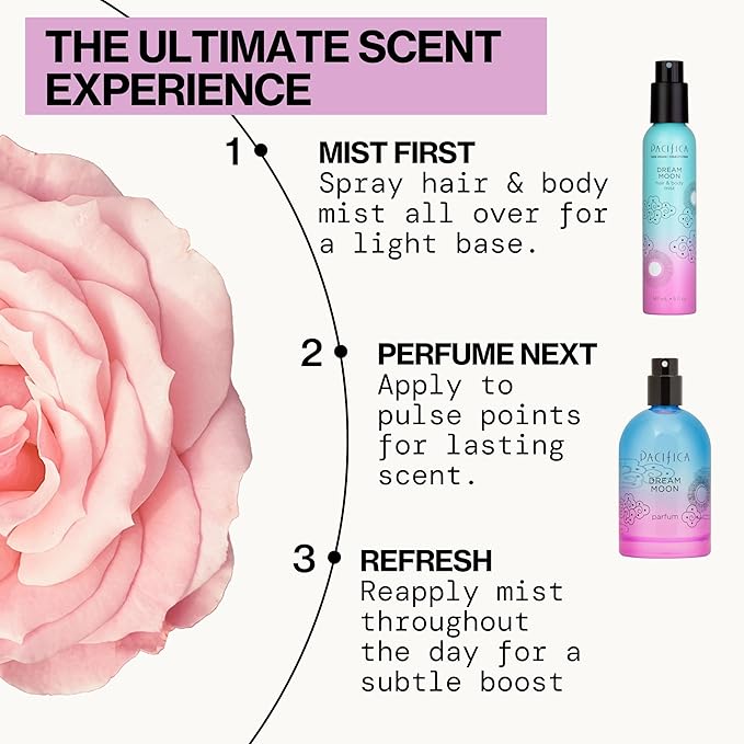 Pacifica Dream Moon Spray Perfume 2 fl oz – Bergamot, Pink Rose, Vanilla, Sandalwood & Patchouli – Clean, Vegan & Cruelty-Free Natural Perfume