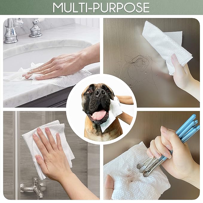 Bamboo Viscose Disposable Face Towel Biodegradable Large Dry Face Wipes 60 Count Extra Thick Soft Clean Facial Towels for Sensitive Skin, Makeup Removing, Facial Cleansing, Nursing, Travel