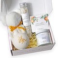 Natural Amor Handmade Spa Gifts for Women, Relaxing 5pcs Spa Gift Set for Women Including Citrus Handmade Soap Bar, Soy Candle, Bath Salt, Bath Bomb