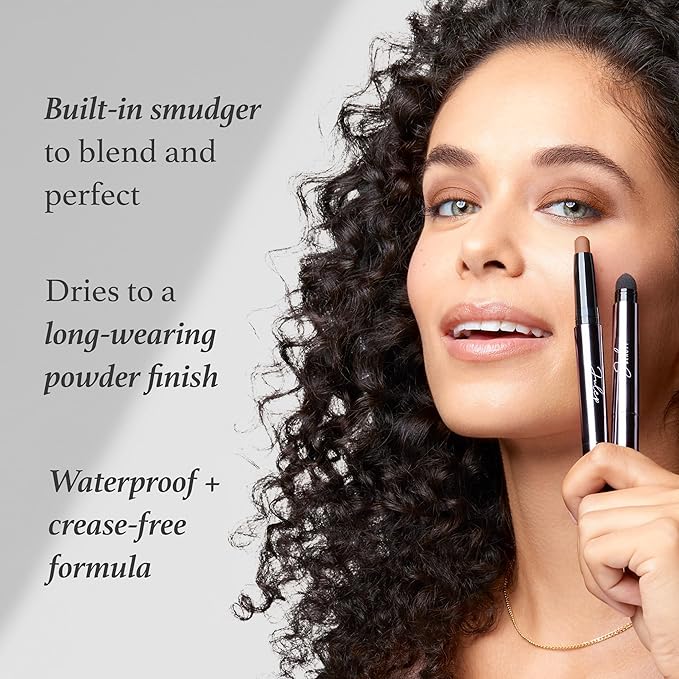 Julep Eyeshadow 101 Crème-to-Powder Waterproof Eyeshadow Stick Duo – Long-Lasting, Crease-Proof, Easy Apply with Built-in Smudger -Taupe Shimmer and Stone
