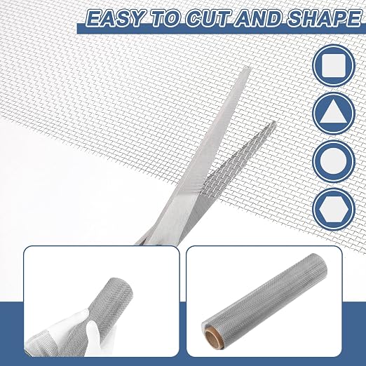 uxcell 16 Mesh 118" x 12" Woven Wire Mesh, 304 Stainless Steel Air Vent Filter - Image 4